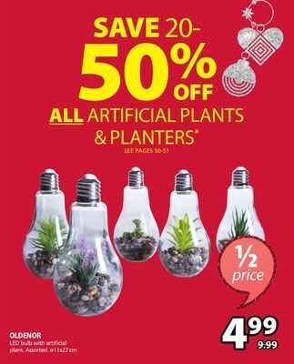 JYSK Oldenor led bulb with artificial plant offer