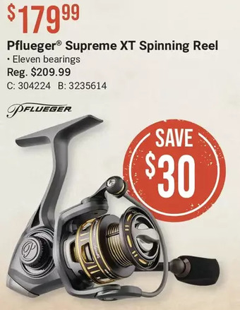 Cabela's Pflueger supreme xt spinning reel offer