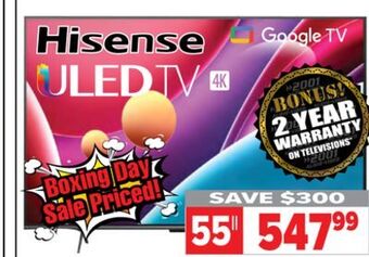 2001 Audio Video Hisense 55" uled 4k quantum dot google tv offer