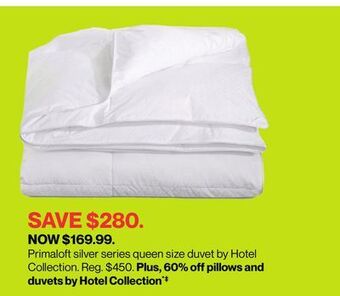 Hudson's Bay Primaloft silver series queen size duvet by hotel collection offer