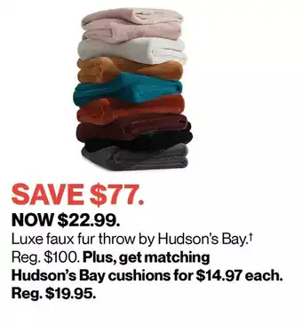 Hudson's Bay Luxe faux fur throw by hudson's bay offer