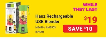 Visions Electronics Hauz rechargeable usb blender offer