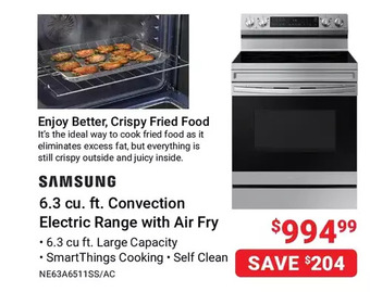 Visions Electronics Samsung 6.3 cu. ft. convection electric range with air fry offer