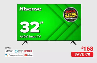 Visions Electronics Hisense 32" a4gv smart tv offer