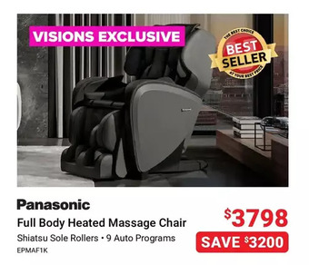 Visions Electronics Panasonic full body heated massage chair offer