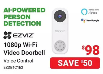 Visions Electronics Ezviz 1080p wi-fi video doorbell offer
