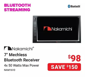 Visions Electronics Nakamichi 7" mechless bluetooth receiver offer