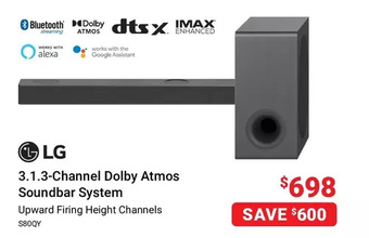 Visions Electronics Lg 3.1.3-channel dolby atmos soundbar system offer