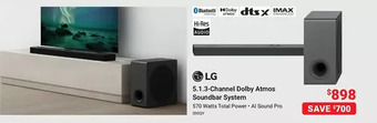 Visions Electronics Lg 5.1.3-channel dolby atmos soundbar system offer