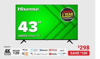 Visions Electronics Hisense 43" a60gv smart tv offer