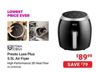 Visions Electronics Ultima cosa presto luxe plus 5.5l air fryer offer