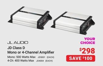 Visions Electronics Jl audio jd class d mono or 4-channel amplifier offer