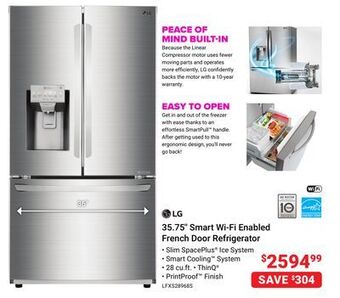 Visions Electronics Lg 35.75" smart wi-fi enabled french door refrigerator offer