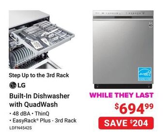 Visions Electronics Lg built-in dishwasher with quadwash offer