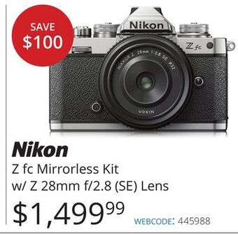 Vistek Nikon z fc mirrorless kit w/ z 28mm f/2.8 (se) lens offer