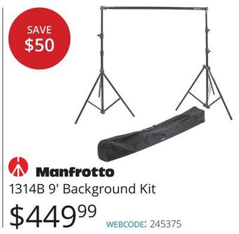 Vistek Manfrotto 1314b 9' background kit offer