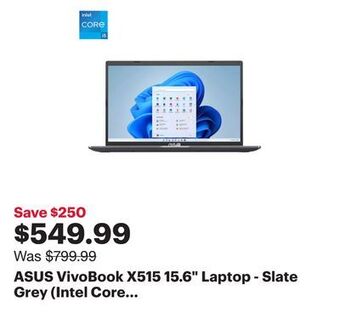 Best Buy Asus vivobook x515 15.6" laptop - slate grey (intel core i5-1135g7/512gb ssd/8gb ram/windows 11) offer