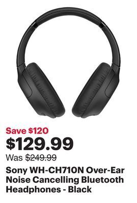 Best Buy Sony wh-ch710n over-ear noise cancelling bluetooth headphones - black offer