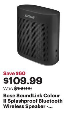 Best Buy Bose soundlink colour ii splashproof bluetooth wireless speaker - black offer