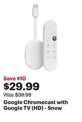 Best Buy Google chromecast with google tv (hd) - snow offer