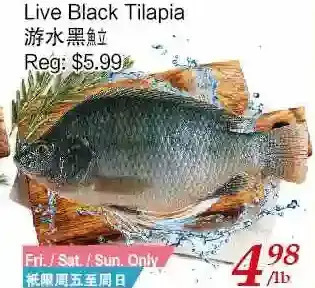 Tone Tai Supermarket Live black tilapia offer