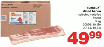Wholesale Club Sunspun sliced bacon offer