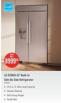 The Brick Lg studio 25.6 cu. ft. built-in side-by-side refrigerator - srsxb2622s offer
