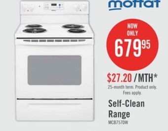 The Brick Moffat 30" free standing self clean electric range - mcb757dmww offer