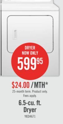 The Brick Inglis 6.5 cu. ft. electric dryer with automatic drying control – yied4671ew offer