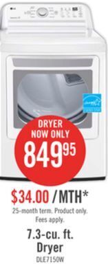 The Brick Lg 7.3 cu. ft. electric dryer - dle7150w offer