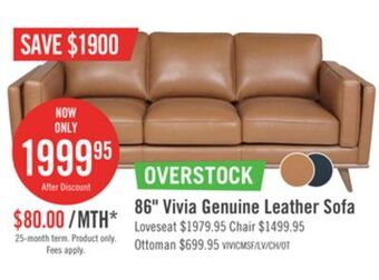 The Brick Vivia top-grain genuine leather sofa - caramel offer