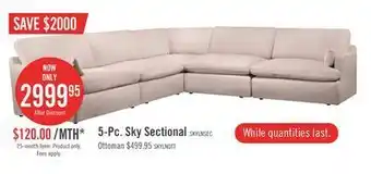 The Brick Sky linen-look fabric 5-piece sectional - beige offer