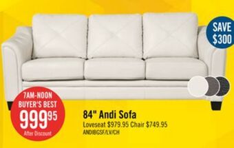 The Brick Andi leather-look fabric sofa - beige offer