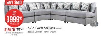 The Brick Evolve linen-look fabric 5-piece modular sectional with 4 armless chairs - light grey offer