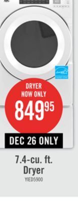 The Brick Inglis 7.4 cu. ft. electric dryer with intuitive touch controls - yied5900hw offer