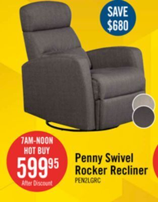 The Brick Penny linen-look fabric swivel rocker recliner - grey offer