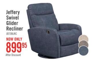The Brick Jeffery velvet swivel glider recliner - indigo offer