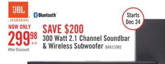 The Brick Jbl bar deep bass 2.1 soundbar and wireless subwoofer - jbl2gbar21dbblkam offer