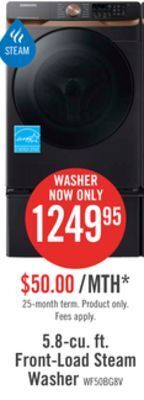 The Brick Samsung 5.8 cu. ft. smart front-load washer with super speed - wf50bg8300avus offer