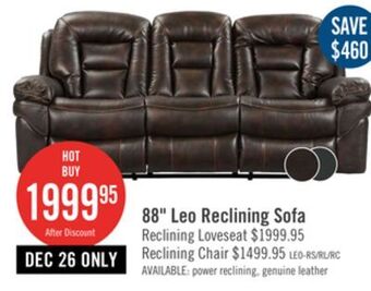 The Brick Leo leath-aire fabric reclining sofa - walnut offer