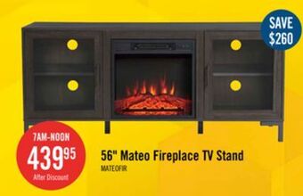 The Brick Mateo 56" tv stand with log fireplace offer