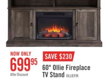 The Brick Ollie 60" tv stand with log fireplace offer