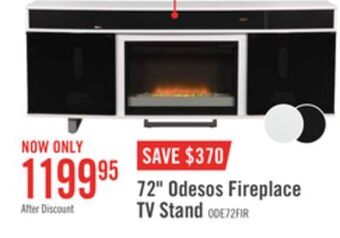 The Brick Odesos 72" tv stand with glass ember firebox and soundbar – white offer