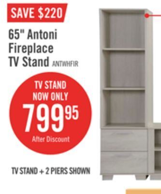 The Brick Antoni 62" tv stand with crystal ember firebox - white offer