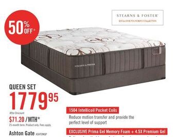 The Brick Stearns & foster founders collection ashton gate queen mattress set offer