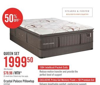 The Brick Stearns & foster founders collection crystal palace pillowtop queen mattress set offer