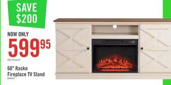 The Brick Rasko 60" tv stand with log fireplace offer