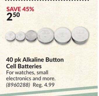 Princess Auto 40 pk alkaline button cell batteries offer
