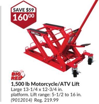 Princess Auto 1, 500 lb motorcycle/atv lift offer