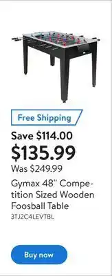 Walmart Gymax 48'' competition sized wooden foosball table offer